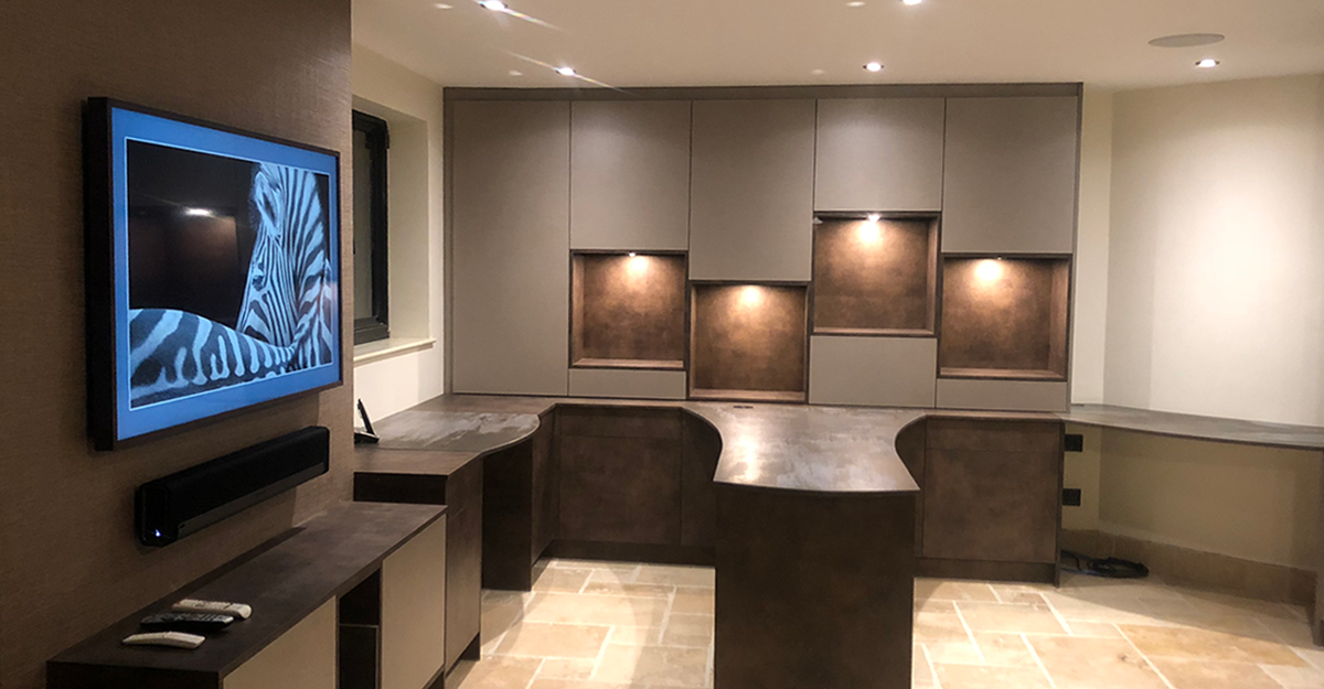 bespoke grey and bronze study